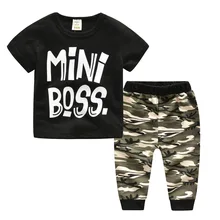 Cross-border Kids Suit Boys T-shirt Camouflage Trousers Suit Girls Hallen Trousers Two piece Suit