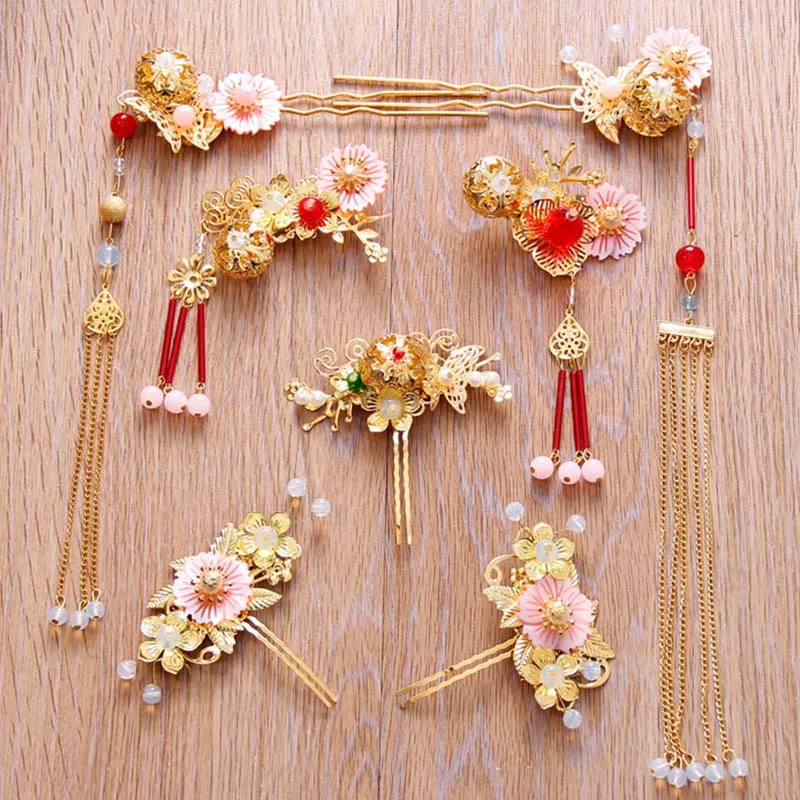 Chinese Gold Long Tassel Hair Stick Hairpins Phoenix Tiaras Earrings Handmade Flower Bridal Jewelry Sets Wedding Accessories LB
Chinese Gold Long Tassel Hair Stick Hairpins Phoenix Tiaras Earrings Handmade Flower Bridal Jewelry Sets Wedding Accessories LB
