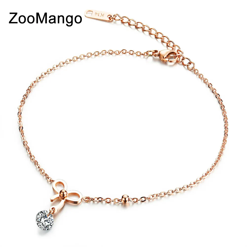 ZooMango New Design Trendy Bowknot Anklets Rose Gold Color Stainless Steel Women Ankle Jewelry Cubic Zirconia Bracelet OGZ024
ZooMango New Design Trendy Bowknot Anklets Rose Gold Color Stainless Steel Women Ankle Jewelry Cubic Zirconia Bracelet OGZ024