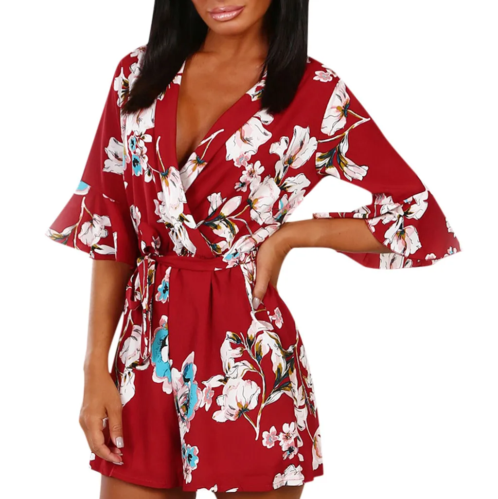Fashion summer Womens Deep V-Neck Half Sleeves Rompers Floral Print Mini Playsuits Casual Loose Holiday Beach Shorts Jumpsuit
Fashion summer Womens Deep V-Neck Half Sleeves Rompers Floral Print Mini Playsuits Casual Loose Holiday Beach Shorts Jumpsuit