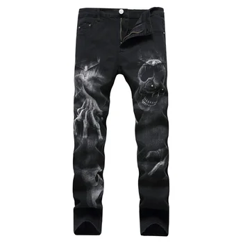 2019 new young men stamp designer 3D skull pattern black cotton stretch jeans casual slim size jeans
2019 new young men stamp designer 3D skull pattern black cotton stretch jeans casual slim size jeans