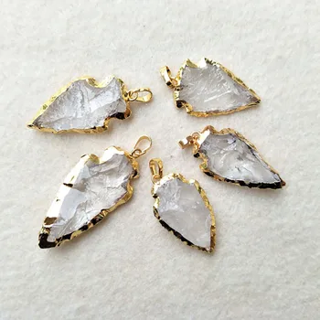 5pcs Natural White Quartz Jewelry Arrow Crystal Pendant,Gold color Rough Arrowheads Charm Bead Jewelry Necklace Making PD357
5pcs Natural White Quartz Jewelry Arrow Crystal Pendant,Gold color Rough Arrowheads Charm Bead Jewelry Necklace Making PD357