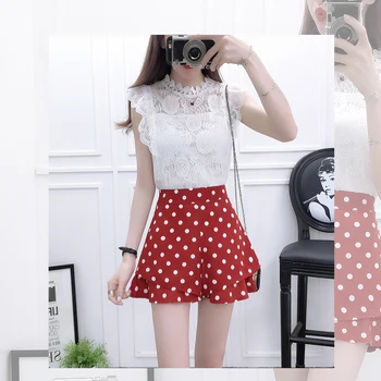 2018 summer women outfit hook flower chiffon lace top blouse dot print shorts two-piece clothing set girl vestidos cute S M L
2018 summer women outfit hook flower chiffon lace top blouse dot print shorts two-piece clothing set girl vestidos cute S M L