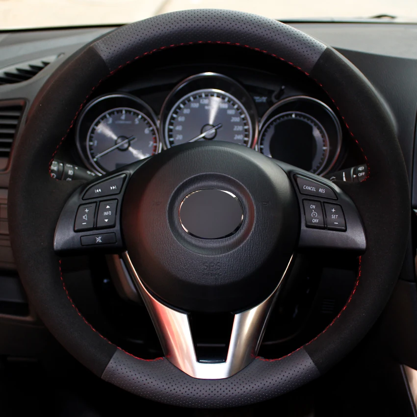Black Leather Black Suede Car Steering Wheel Covers for Mazda 3 Axela Mazda 6 Atenza Mazda 2 CX-3 CX3 CX-5 CX5 Scion iA
Black Leather Black Suede Car Steering Wheel Covers for Mazda 3 Axela Mazda 6 Atenza Mazda 2 CX-3 CX3 CX-5 CX5 Scion iA