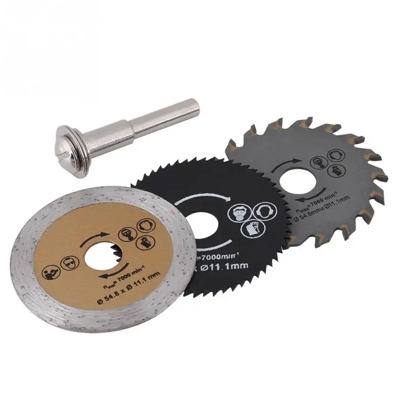 54.8mm HSS Mini Wood Circular Saw Blade Cutting Blade Tool+Mandrel disco de corte 3pcs High speed steel
54.8mm HSS Mini Wood Circular Saw Blade Cutting Blade Tool+Mandrel disco de corte 3pcs High speed steel