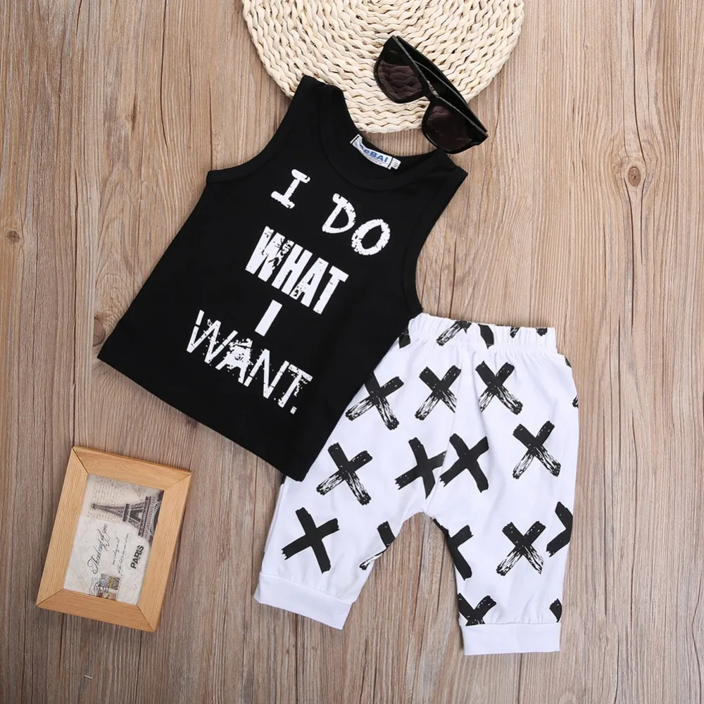 2pcs Baby Boys Clothing Sets 2019 Summer New Style Black Cotton Sleeveless Top Vest+Pants I Do What I Want Toddler Clothes
2pcs Baby Boys Clothing Sets 2019 Summer New Style Black Cotton Sleeveless Top Vest+Pants I Do What I Want Toddler Clothes