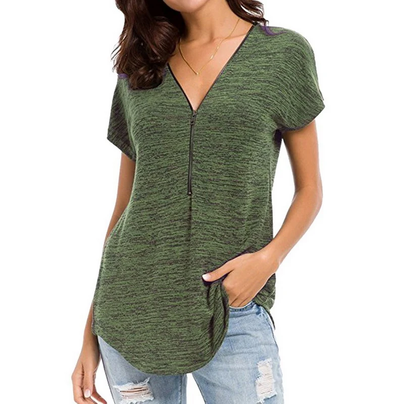 LOOZYKIT Women Short Sleeve T-Shirt Spring Summer Casual Zipper V-Neck Tee Shirts 2019 Female Tunic Top Clothes Camiseta Mujer
LOOZYKIT Women Short Sleeve T-Shirt Spring Summer Casual Zipper V-Neck Tee Shirts 2019 Female Tunic Top Clothes Camiseta Mujer