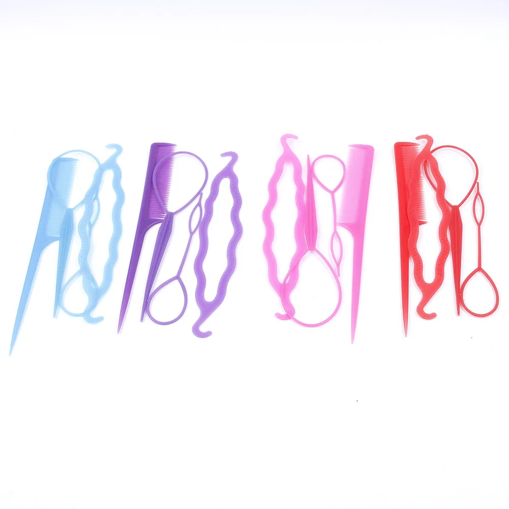New 4Pcs/Set 5colors Plastic DIY Styling Tools Pull Hair Clips For Women Hairpins Comb Hair Bun Maker Dount Hair Accessories
New 4Pcs/Set 5colors Plastic DIY Styling Tools Pull Hair Clips For Women Hairpins Comb Hair Bun Maker Dount Hair Accessories
