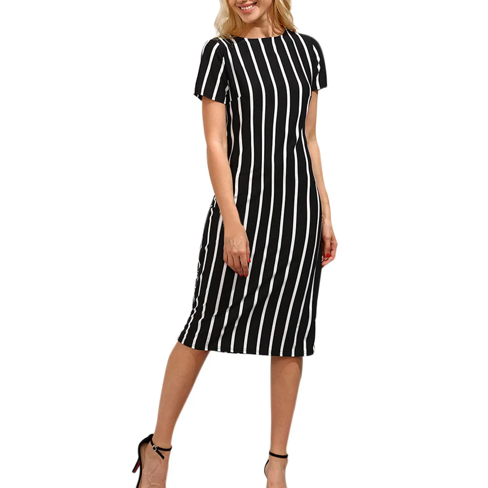 2019 Summer Women Dress Striped Office Pencil Dress Short Sleeve Tunic Bandage Loose Beach Party Dress Vestidos mujer
2019 Summer Women Dress Striped Office Pencil Dress Short Sleeve Tunic Bandage Loose Beach Party Dress Vestidos mujer