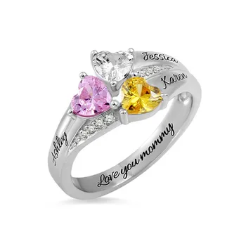 Custom Name Heart Birthstone Ring Engraved Letter Engraving Rings 925 Sterling Silver with Three Names Women Jewelry
Custom Name Heart Birthstone Ring Engraved Letter Engraving Rings 925 Sterling Silver with Three Names Women Jewelry