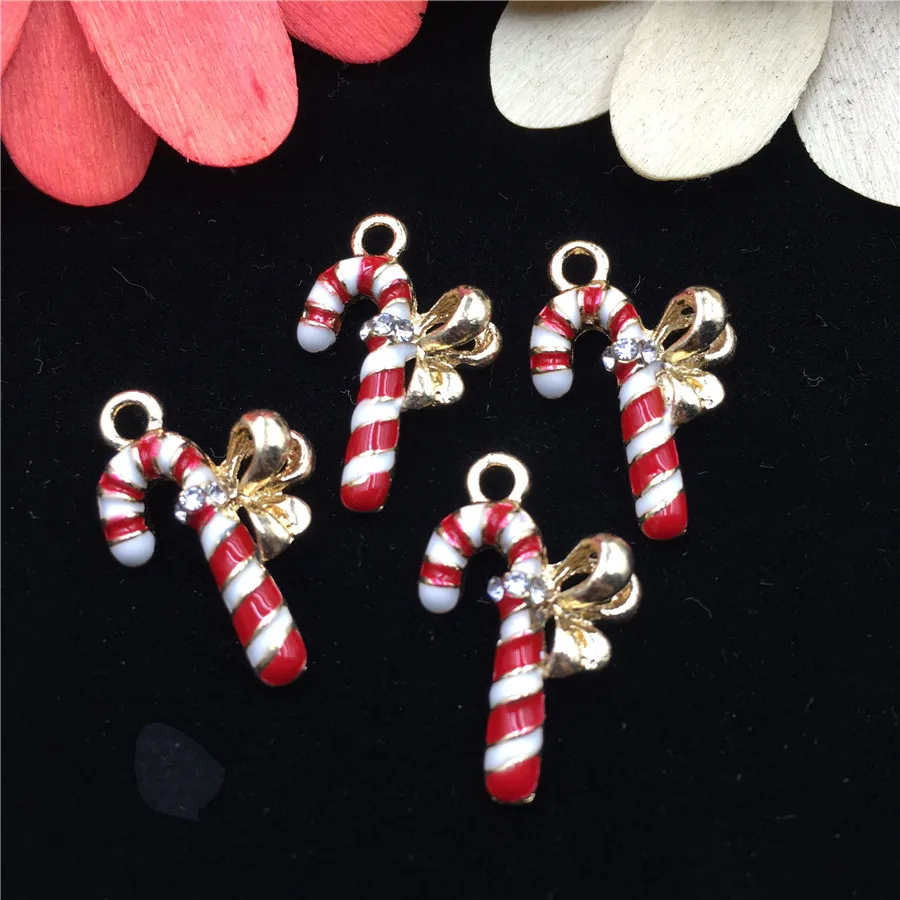 Hottest Christmas Candy Cane Pendant Charms with Gold Tone Ribbon Bow Decorated Oil Drop Enamel Metal Bracelet Necklace Charm
Hottest Christmas Candy Cane Pendant Charms with Gold Tone Ribbon Bow Decorated Oil Drop Enamel Metal Bracelet Necklace Charm