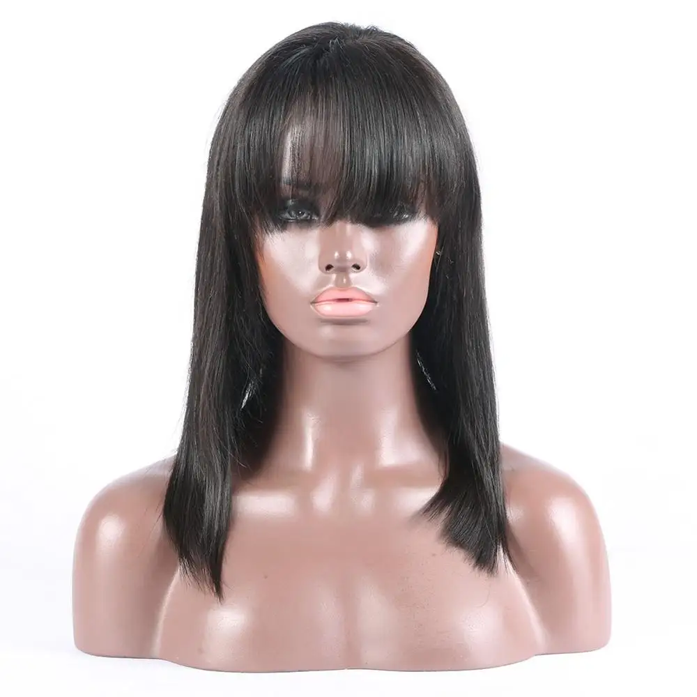 Silky Straight Bob Short Wig with Bangs 180% Density Brazilian Hair Front Lace Wig Natural Color for Black Woman
Silky Straight Bob Short Wig with Bangs 180% Density Brazilian Hair Front Lace Wig Natural Color for Black Woman