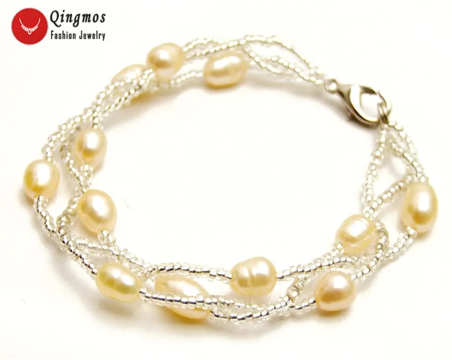 Qingmos Natural Pearl Bracelet for Women with 5-6mm Pink Rice Pearl & Crystal Handwork Weave 3 Strands Bracelet Jewelry bra432
Qingmos Natural Pearl Bracelet for Women with 5-6mm Pink Rice Pearl & Crystal Handwork Weave 3 Strands Bracelet Jewelry bra432