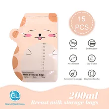 15 個母乳収納袋漫画デザインフリーザーバッグ Bpa フリー簡単ラベル名日付と時間に便利なに収納(China)