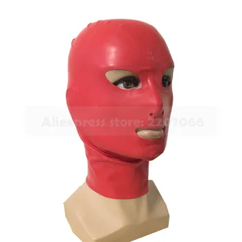 Solid red latex rubber hood sexy customes mask with back zip glued by latex handmade RLM032
Solid red latex rubber hood sexy customes mask with back zip glued by latex handmade RLM032