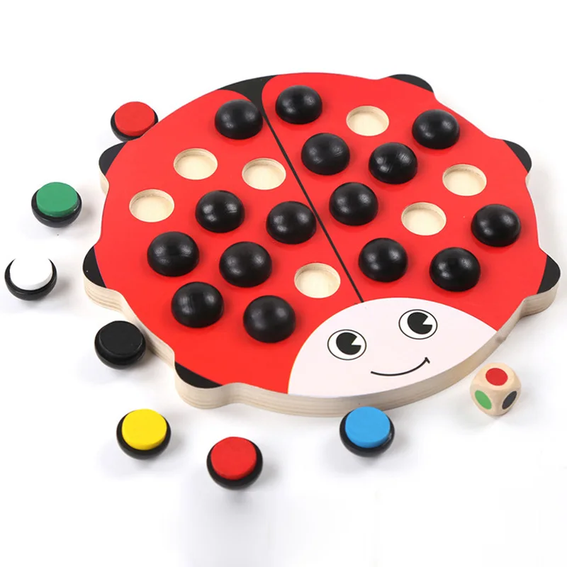 

Wooden Memory Chess Color Match Pairing Game Kids Early Educational Toys Jigsaw Puzzle Montessori Children Cognition Ladybird