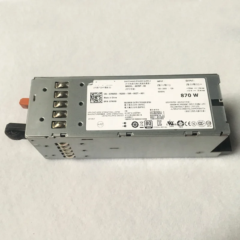 Original R710 T610 Power Supply 870W YFG1C 7NVX8 A870P-00 N870P-S0 NPS-885AB A Hot-Plug Redundant PSU
Original R710 T610 Power Supply 870W YFG1C 7NVX8 A870P-00 N870P-S0 NPS-885AB A Hot-Plug Redundant PSU