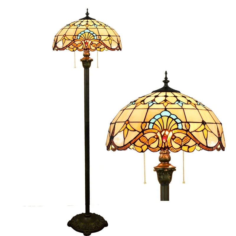 

European style creative stained glass living room Lighting Bedroom floor lamp American Luxurious Baroque 16 inch 40CM r 110-240V