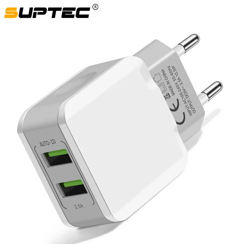 SUPTEC Dual USB Charger Quick Charge Mobile Phone EU Wall Charger Adapter for iPhone X 8 7 iPad Samsung S9 S8 Huawei Xiaomi Mi 9
SUPTEC Dual USB Charger Quick Charge Mobile Phone EU Wall Charger Adapter for iPhone X 8 7 iPad Samsung S9 S8 Huawei Xiaomi Mi 9