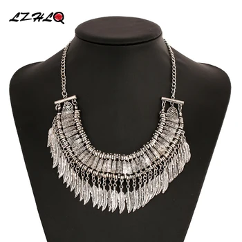 LZHLQ Vintage Maxi Leaf Pendants Necklaces Women Plated Metal Feather Tassel Clavicle Necklace Ethnic Carving Jewelry Statement
LZHLQ Vintage Maxi Leaf Pendants Necklaces Women Plated Metal Feather Tassel Clavicle Necklace Ethnic Carving Jewelry Statement
