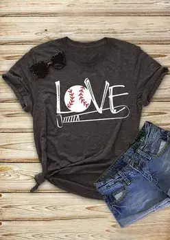2018 Fashion Women T Shirt Summer Short Sleeve Love Baseball Bat Print T-Shirt Female Casual Dark Grey t shirt Ladies Tops Tee
2018 Fashion Women T Shirt Summer Short Sleeve Love Baseball Bat Print T-Shirt Female Casual Dark Grey t shirt Ladies Tops Tee