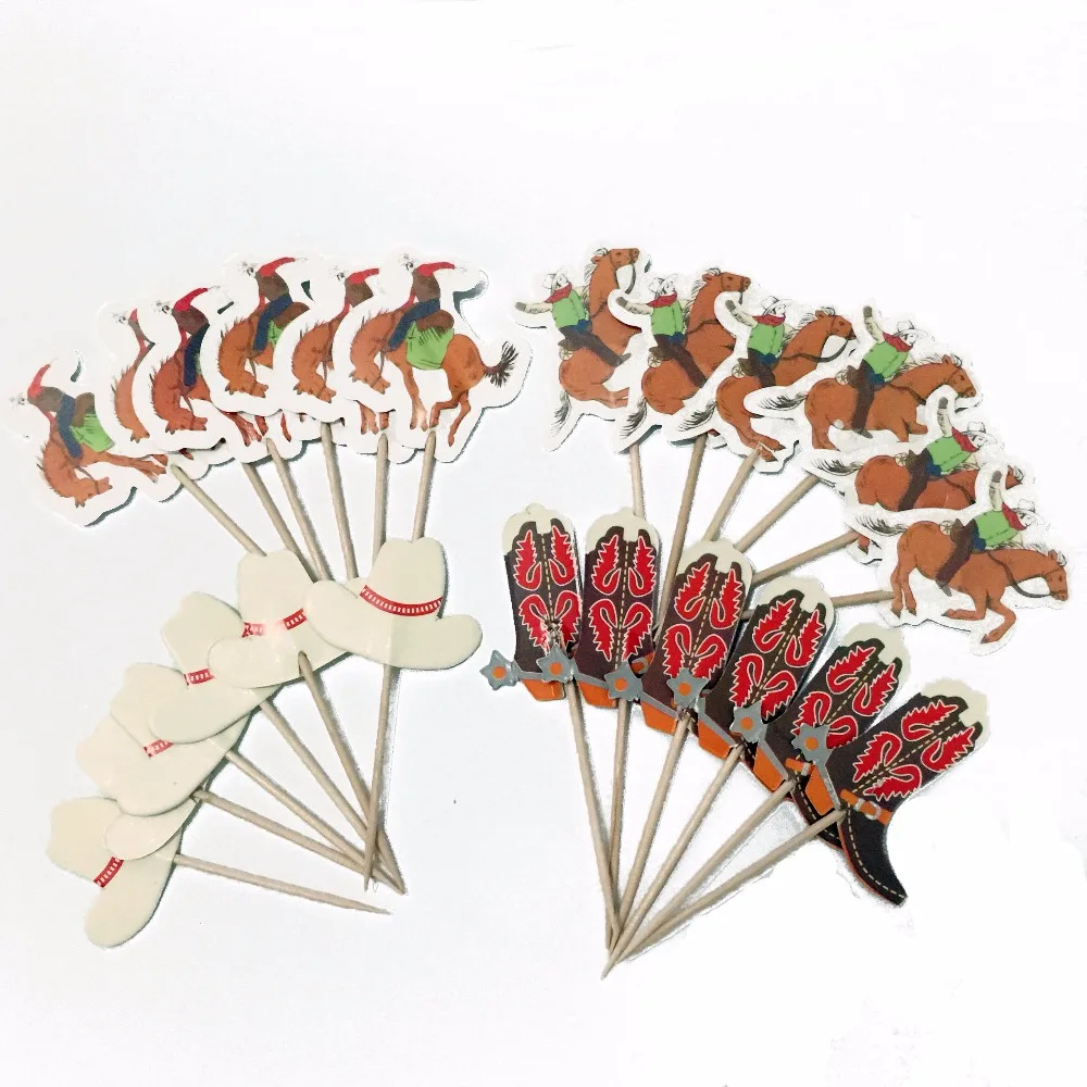 24pcs Cowboy boots Hats Cake Flags Picks West Cowboy Cupcake Topper for kids Birthday Party cake Baking Decoration Supplies
24pcs Cowboy boots Hats Cake Flags Picks West Cowboy Cupcake Topper for kids Birthday Party cake Baking Decoration Supplies