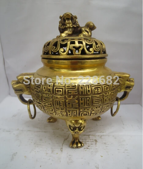 Collectible Chinese Brass Carved incense burner chinese Temple Censer Lion LId fast Shipping
Collectible Chinese Brass Carved incense burner chinese Temple Censer Lion LId fast Shipping