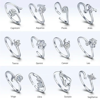 2020 Fashion Crystal Silver Color Twelve Constellations Zircon Vintange Couple Finger Ring 925 Sterling Silver Ring Women
2020 Fashion Crystal Silver Color Twelve Constellations Zircon Vintange Couple Finger Ring 925 Sterling Silver Ring Women