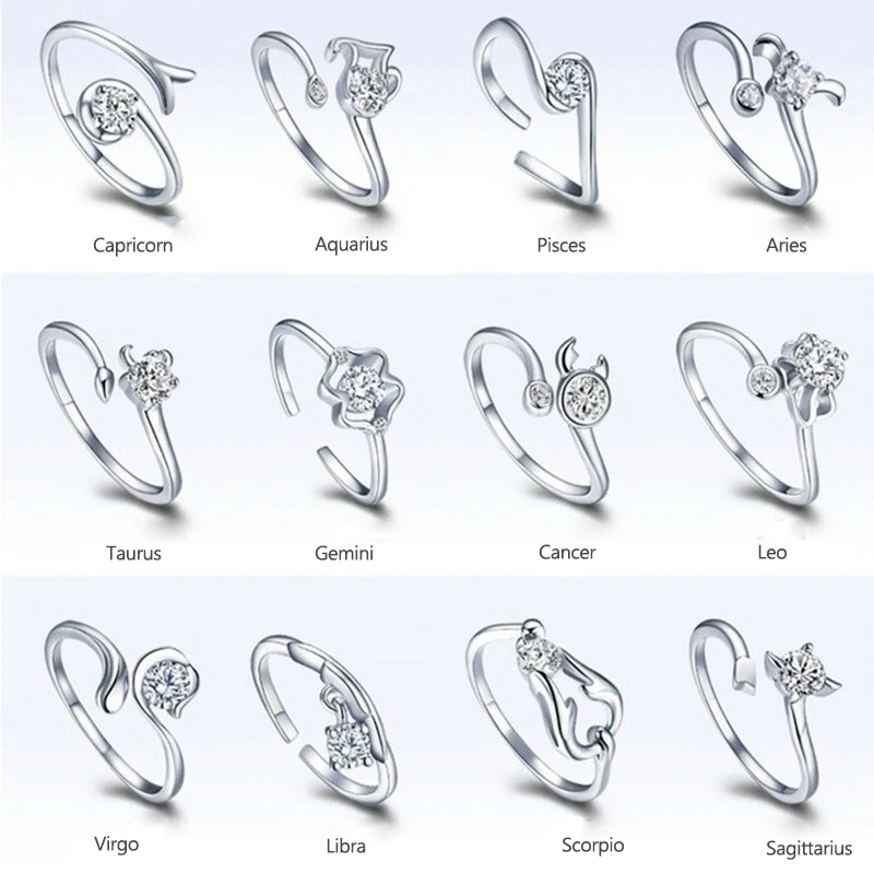 Fashion Crystal Silver Color Twelve Constellations Zircon Vintange Couple Finger Ring 925 Sterling Silver Ring Women
Fashion Crystal Silver Color Twelve Constellations Zircon Vintange Couple Finger Ring 925 Sterling Silver Ring Women