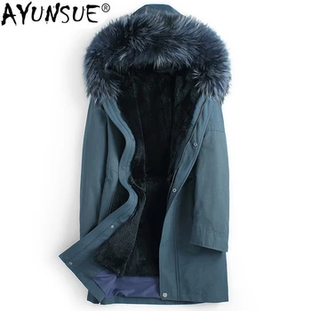 AYUNSUE Men Parka Real Fur Coat Warm Rex Rabbit Fur Liner Long Coat Men Racoon Fur Collar Male Jacket ML-XGH183615 KJ1182
AYUNSUE Men Parka Real Fur Coat Warm Rex Rabbit Fur Liner Long Coat Men Racoon Fur Collar Male Jacket ML-XGH183615 KJ1182