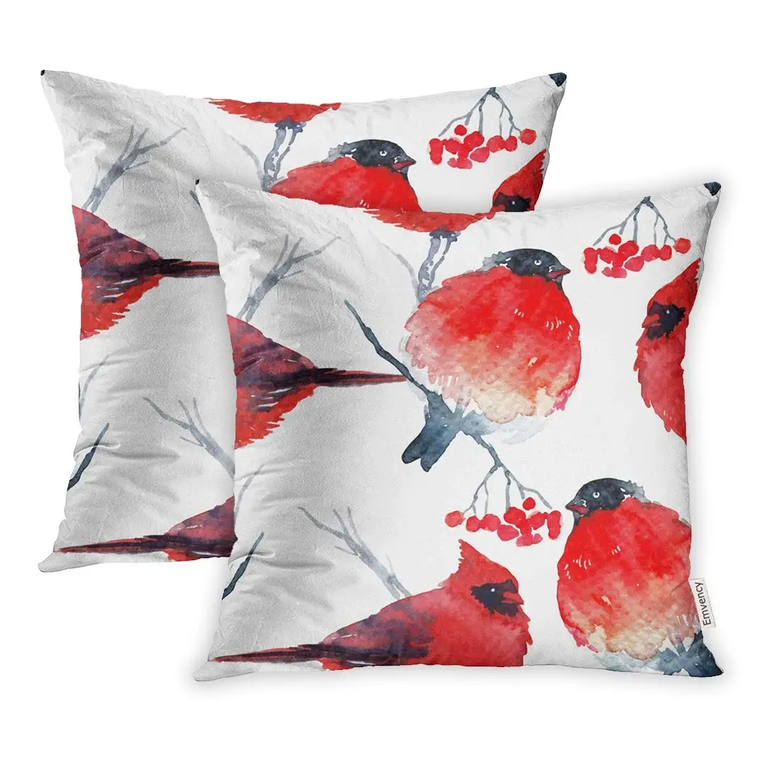 Throw Pillow Covers 18 x 18 Inches Red Bird Winter Bullfinch and Cardinal Watercolor Christmas Pillow Case
Throw Pillow Covers 18 x 18 Inches Red Bird Winter Bullfinch and Cardinal Watercolor Christmas Pillow Case