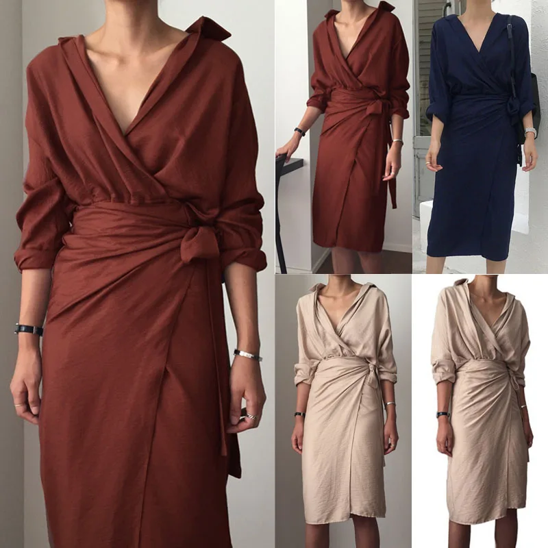 Women Casual Long Sleeve Dresses Draped Bodycon Pleated Evening Elegant Office Dress
Women Casual Long Sleeve Dresses Draped Bodycon Pleated Evening Elegant Office Dress