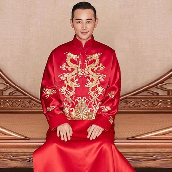 Top Quality Bridegroom Wedding Evening Party Dress Exquisite Men Embroidery Dragon Cheongsam Chinese Vintage Style Marriage Suit 
Top Quality Bridegroom Wedding Evening Party Dress Exquisite Men Embroidery Dragon Cheongsam Chinese Vintage Style Marriage Suit