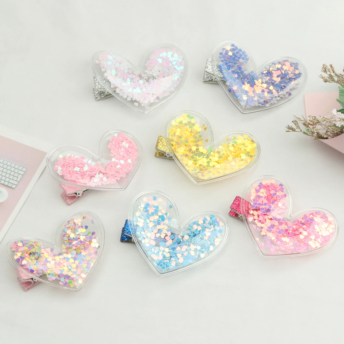 XIMA 7pcs/lot Girl Hair Clip Children Shining Heart Hairpin Quicksand Infant Elastic Hair Band Girls Sequins Hairpin
XIMA 7pcs/lot Girl Hair Clip Children Shining Heart Hairpin Quicksand Infant Elastic Hair Band Girls Sequins Hairpin