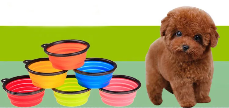 Dog Travel Silicone dog food bowl, PORTABLE & CONVENIENT Expands for use and collapses for travel | DogsMall-International