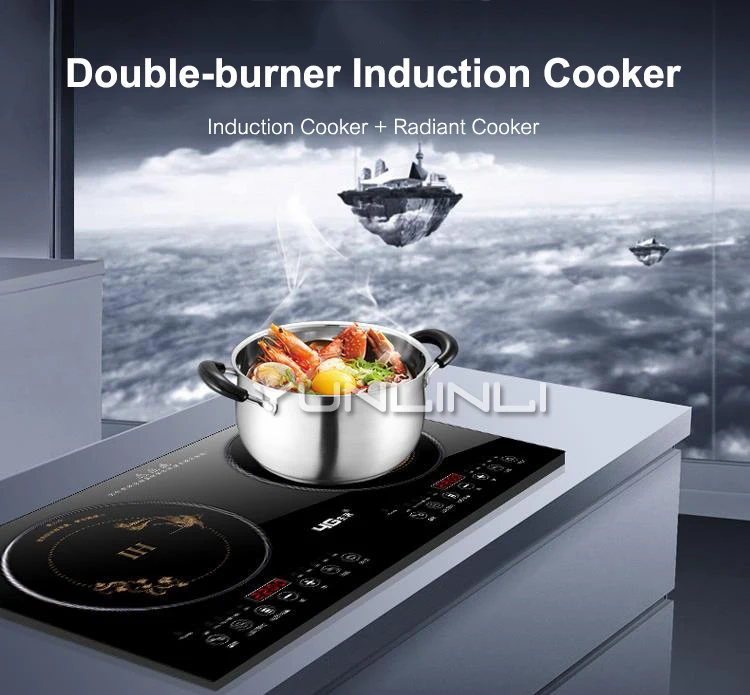 Household Double-burner Electric Cooktop Induction Cooker+Radiant Cooker 2 in 1 Desk Type/Embedded Dual Use Water Proof Design
Household Double-burner Electric Cooktop Induction Cooker+Radiant Cooker 2 in 1 Desk Type/Embedded Dual Use Water Proof Design