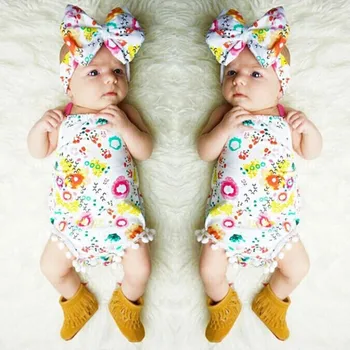 2017 Newborn Baby Girl Clothes Summer Floral Romper Backless Halter Jumpsuit Tassel +Headband 2pcs Outfits Sunsuit Set
2017 Newborn Baby Girl Clothes Summer Floral Romper Backless Halter Jumpsuit Tassel +Headband 2pcs Outfits Sunsuit Set