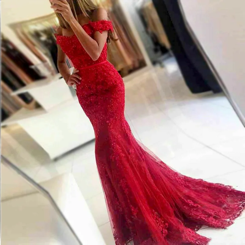 Amazing Lace Appliques Long Formal Evening Dresses Mermaid Sweetheart Off the Shoulder Backless Red Colors Pageant Prom Gowns
Amazing Lace Appliques Long Formal Evening Dresses Mermaid Sweetheart Off the Shoulder Backless Red Colors Pageant Prom Gowns