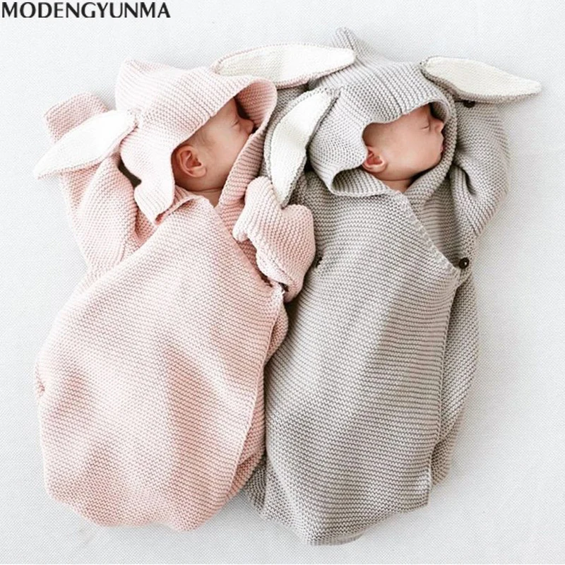 

Baby Sleepwear & Robes New Comfortable Romper Bunny Ears Knitted Baby Sleeping Bag Stereo Newborn Baby Clothes Soft Baby Romper
