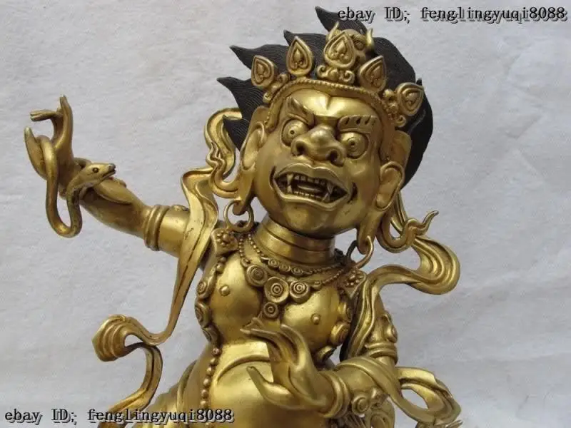 100% Pure Bronze 24K Gold Gild Tibet Mahakala snake Setrap Chen Buddha Statue
100% Pure Bronze 24K Gold Gild Tibet Mahakala snake Setrap Chen Buddha Statue