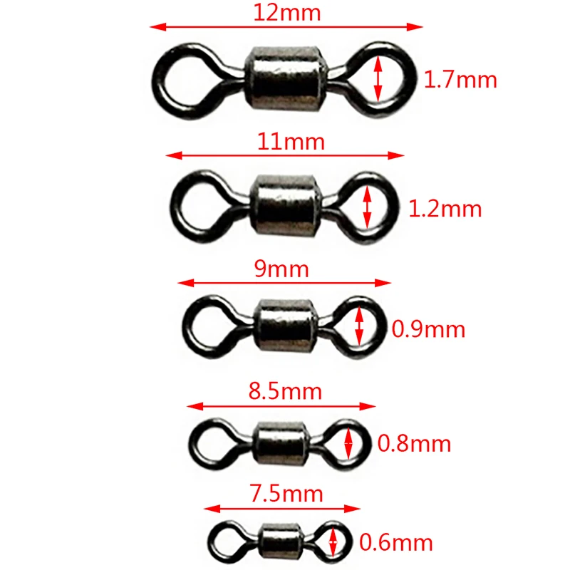 200pcs Fishing Swivels Rolling Swivel Connector with Ball Bearing Solid Rings Flexible Rotation Ocean Boat Fishing Hooks
200pcs Fishing Swivels Rolling Swivel Connector with Ball Bearing Solid Rings Flexible Rotation Ocean Boat Fishing Hooks