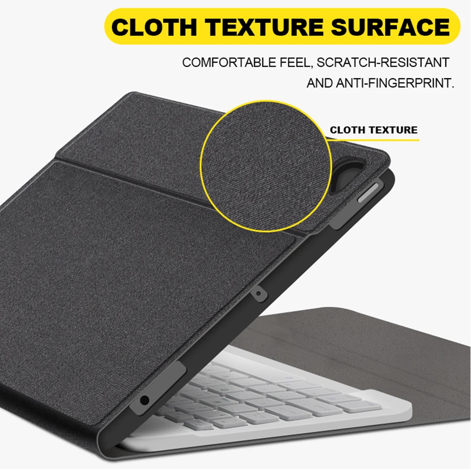 For iPad 9.7 2017 2018 5th 6th Keyboard Case With Pencil Holder Cloth Texture Silicone Back Cover For iPad Air 1 2 Pro 9.7 Funda (3)