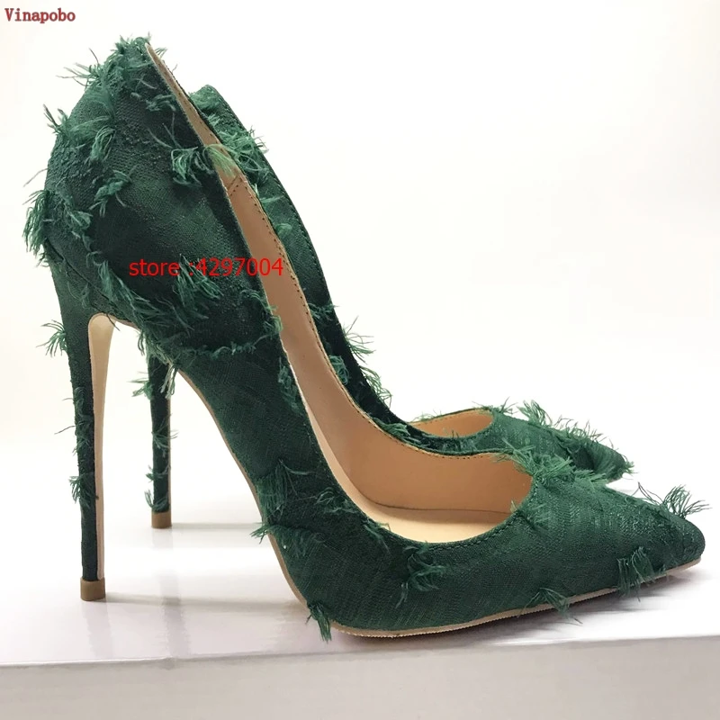 Fashion-Fringe-Flock-Green-High-Heels-Pumps-Woman-New-Party-Stiletto-Shallow-Women-Shoes-Thin-High (1)