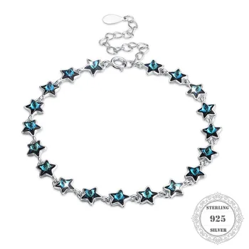 Authentic 100% Real 925 Sterling Silver Blue Crystal Star Blacelet & Bangle Linker, Bijoux Jewelry Gift For Women
Authentic 100% Real 925 Sterling Silver Blue Crystal Star Blacelet & Bangle Linker, Bijoux Jewelry Gift For Women