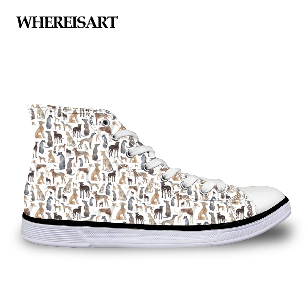 WHEREISART Women Vulcanized Shoes Greyhound Dog Printing for Ladies Casual Shoes Lace-Up High top Canvas Shoes Sneakers Woman
WHEREISART Women Vulcanized Shoes Greyhound Dog Printing for Ladies Casual Shoes Lace-Up High top Canvas Shoes Sneakers Woman