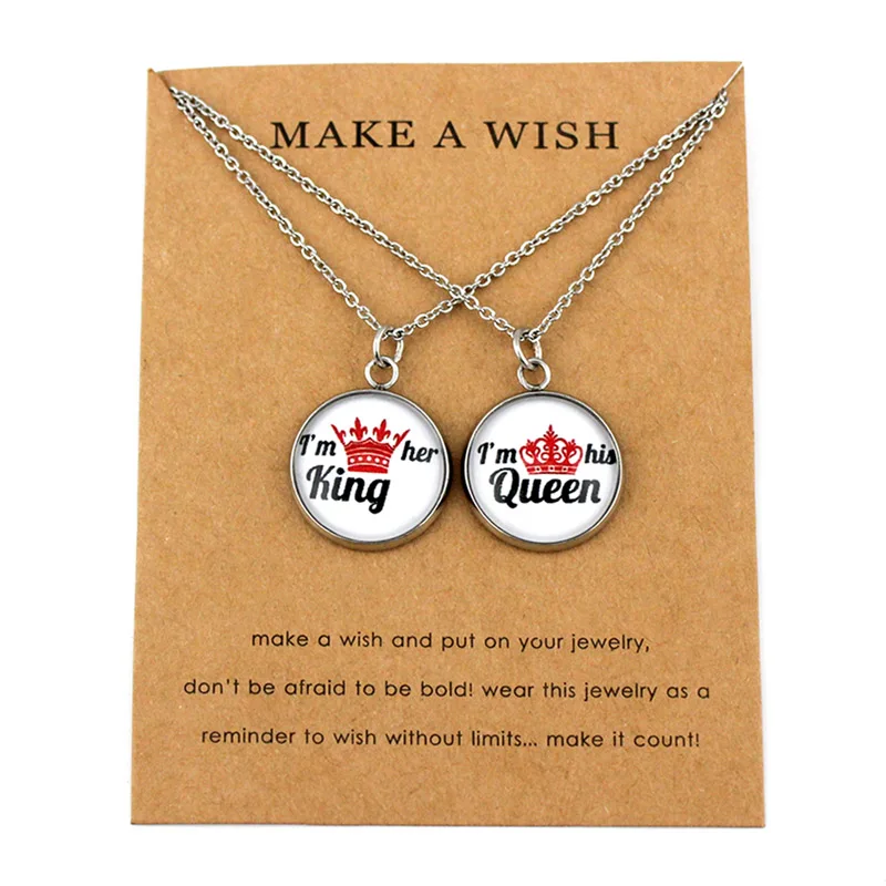 (A Set) Her King His Queen Silver Pendant Necklaces Lover's Women Men Unisex Necklace Fashion Trendy Jewelry Christmas Gift
(A Set) Her King His Queen Silver Pendant Necklaces Lover's Women Men Unisex Necklace Fashion Trendy Jewelry Christmas Gift