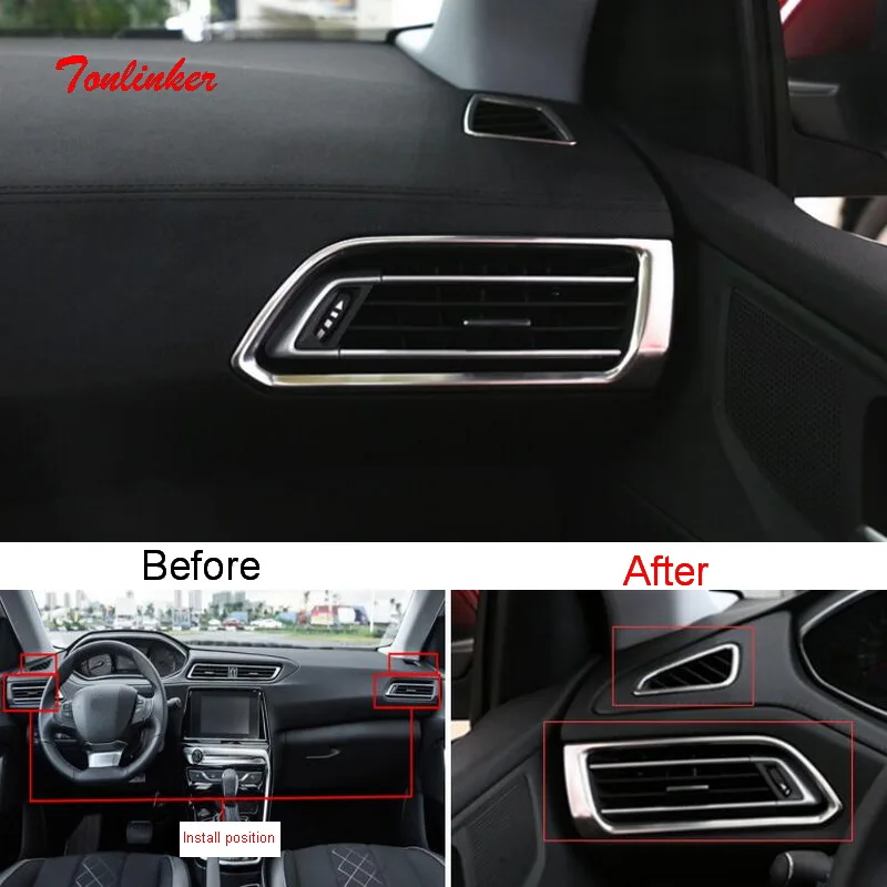 Tonlinker Interior Car Center Console Outlet Cover sticker for Peugeot 308 2016-19 Car Styling 2PCS Stanless steel Cover sticker
Tonlinker Interior Car Center Console Outlet Cover sticker for Peugeot 308 2016-19 Car Styling 2PCS Stanless steel Cover sticker
