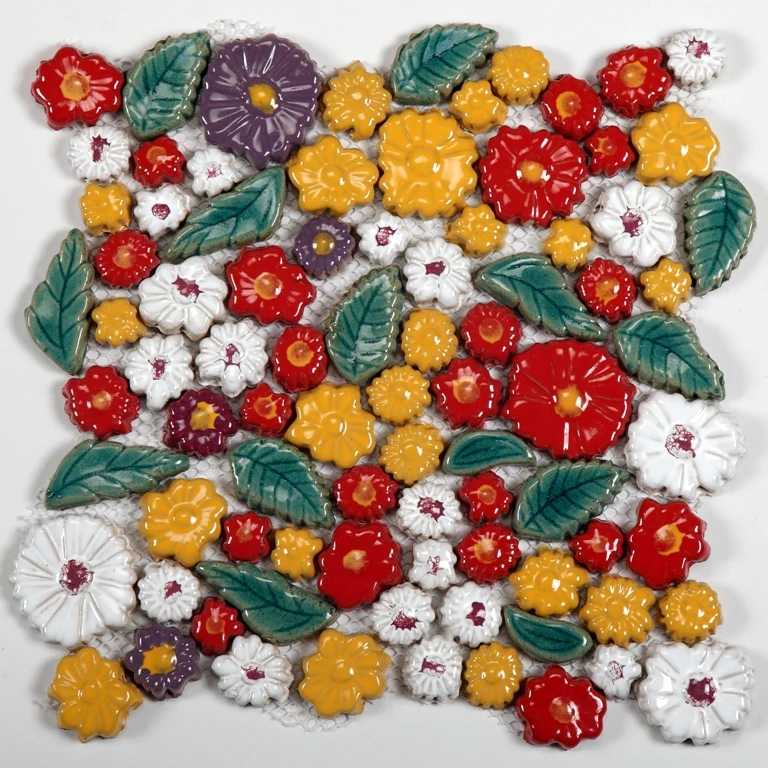 Handmade Colorful Pottery Flower Ceramic Mosaic Tile , Cerative DIY Stair Cabinet Waistline Showroom Wall tile,Mesh Mounted
Handmade Colorful Pottery Flower Ceramic Mosaic Tile , Cerative DIY Stair Cabinet Waistline Showroom Wall tile,Mesh Mounted
