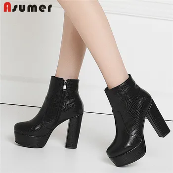 ASUMER big size 34-43 fashion ankler boots for women round toe platform boots zip thick high heels shoes autumn winter boots
ASUMER big size 34-43 fashion ankler boots for women round toe platform boots zip thick high heels shoes autumn winter boots