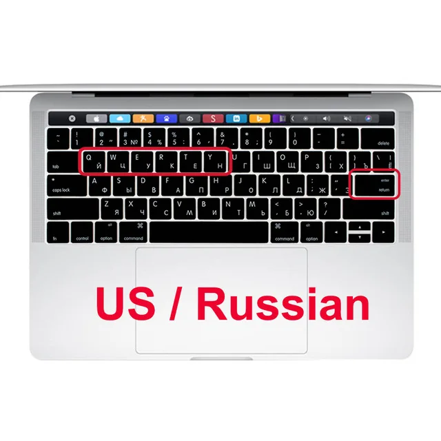 Русская раскладка клавиатуры Крышка силиконовая кожа для нового Macbook Pro 13 15